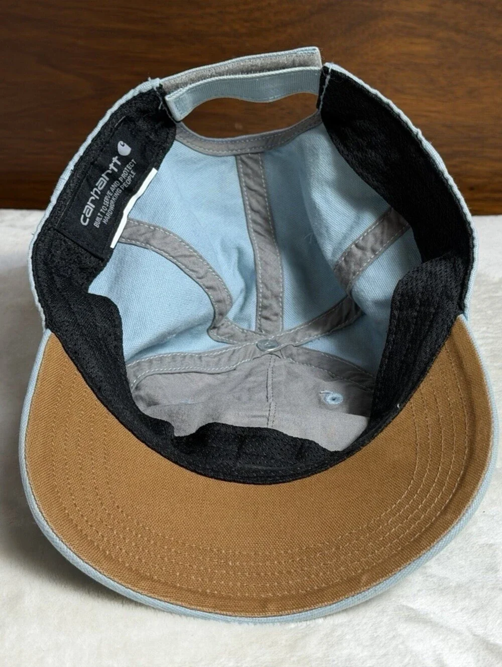Carhartt Odessa Cap Hat Light Sky Blue Canvas Leather Logo Patch Adjustable